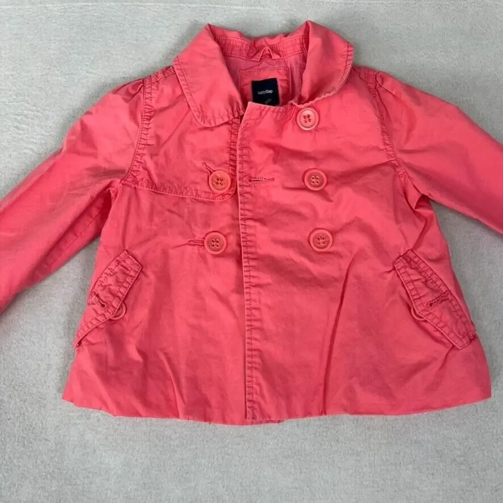 Baby Gap Trench Coat Baby Girls Toddler 4T Pink Chino Lined